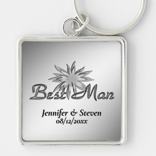 Best Man Black and White Custom Keychains キーホルダー (正面)