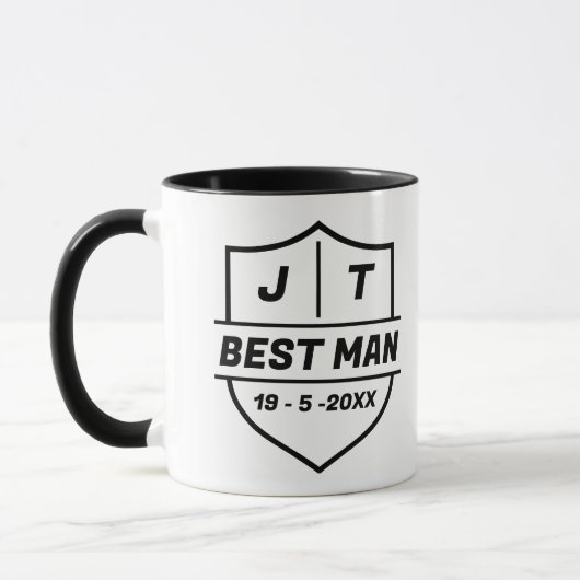Best Man Custom Initials and Date  マグカップ (左)