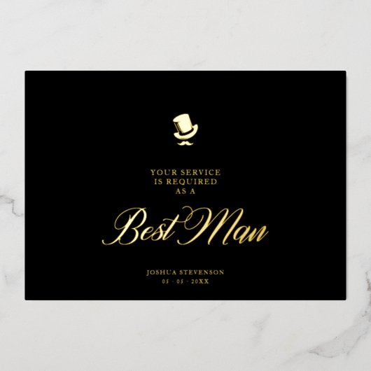 Best Man Funny Wedding Minimalist Proposal Card 箔招待状 (正面)