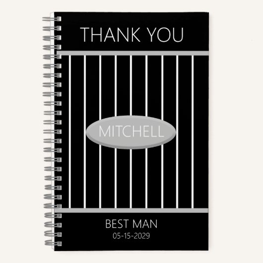 Best Man Thank You Journal Custom Name ノートブック (正面)