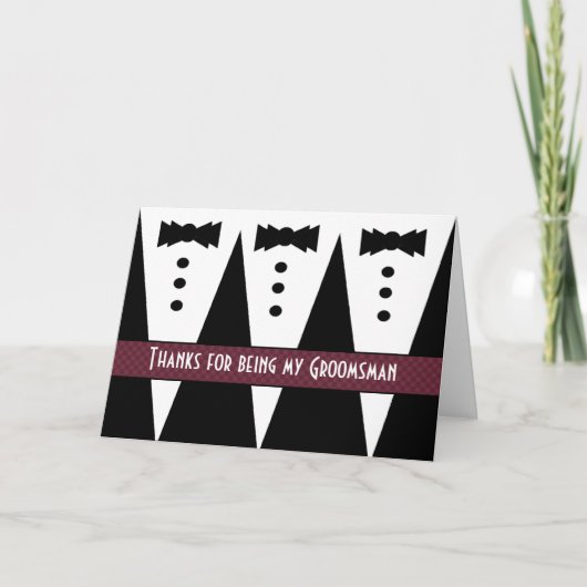 Best Man Thank You - Three Tuxedos - Customizable サンキューカード (正面)