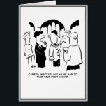 Best Man Warning to Bridegroom<br><div class="desc">Funny wedding card. The Best man,  or Groomsman,  at a Wedding tells the Bridegroom to be careful how he answers the Wedding Vows,  as the Vicar has to take his first answer. Funny cartoon by UK cartoonist Nigel Sutherland.</div>