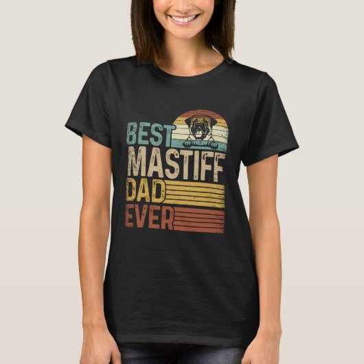 Best Mastiff Dad Ever Retro Fathers Day Tシャツ (正面)