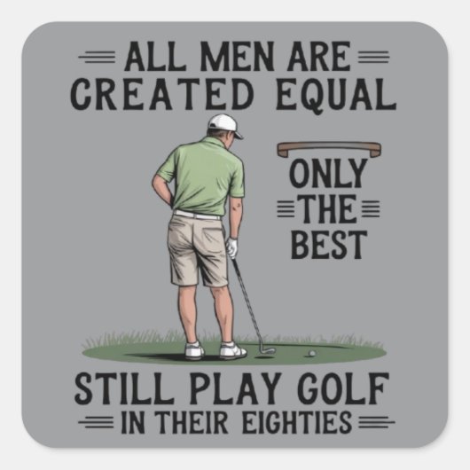Best Men Play Golf Eighties Funny Golfer Golfing  スクエアシール (正面)