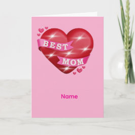 Best Mom 3D Glossy Red Heart Mother's Day Gif カード