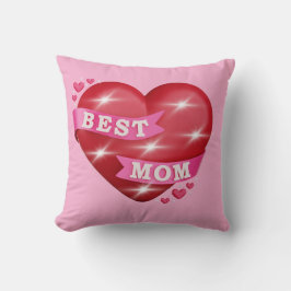 Best Mom 3D Glossy Red Heart Mother's Day Gif クッション