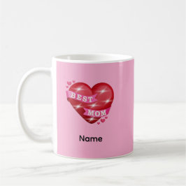 Best Mom 3D Glossy Red Heart Mother's Day Gif コーヒーマグカップ