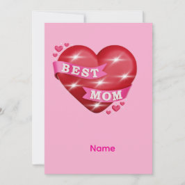Best Mom 3D Glossy Red Heart Mother's Day Gif サンキューカード