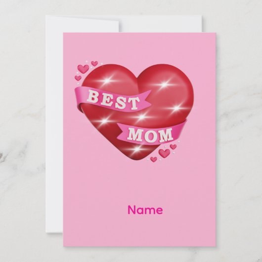 Best Mom 3D Glossy Red Heart Mother's Day Gif シーズンカード (正面)