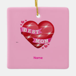 Best Mom 3D Glossy Red Heart Mother's Day Gif セラミックオーナメント