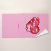 Best Mom 3D Glossy Red Heart Mother's Day Gif バスタオル (バスタオル)