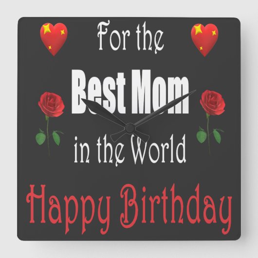 Best Mom Birthday Design スクエア壁時計 (正面)