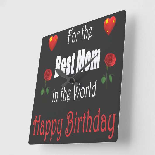 Best Mom Birthday Design スクエア壁時計 (傾斜)