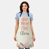 Best Mom Chef Floral エプロン (着用した状態)
