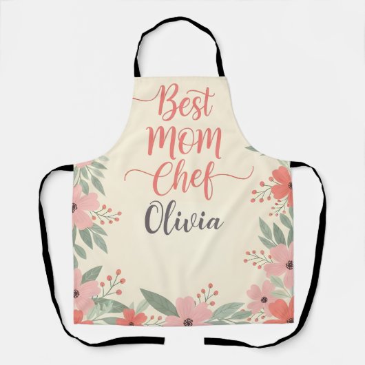 Best Mom Chef Floral エプロン (正面)