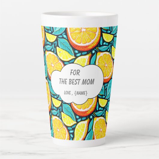 Best Mom Citrus Latte Mug – Personalized Lemon カフェラテマグ (正面)