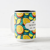 Best Mom Citrus Two‑Tone Mug – Personalized Lemon ツートーンマグカップ (正面左)