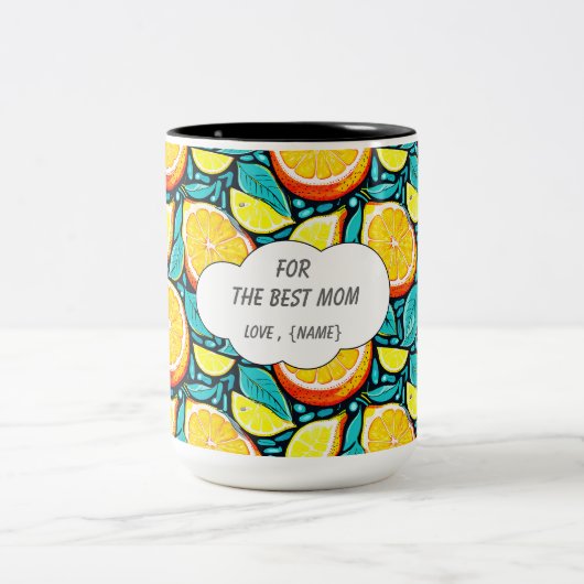 Best Mom Citrus Two‑Tone Mug – Personalized Lemon ツートーンマグカップ (中央)