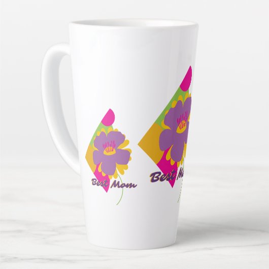 Best Mom Colourful Trendy Design カフェラテマグ (左アングル)