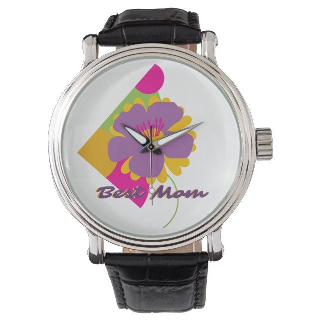 Best Mom Colourful Trendy Design 腕時計 (正面)