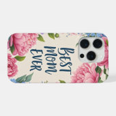 Best Mom Ever | 上品な芍薬の花 母の日  iPhoneケース (裏面横)