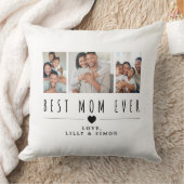 Best Mom Ever | 3枚の家族写真入り クッション (ブランケット)