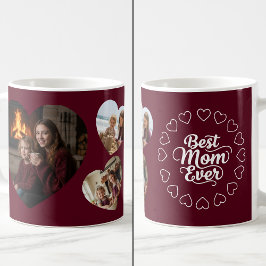 Best Mom Ever 3 Heart Photo Keepsake Color コーヒーマグカップ