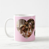 Best Mom Ever 3 Heart Photo Keepsake Pink コーヒーマグカップ (左)