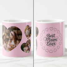 Best Mom Ever 3 Heart Photo Keepsake Pink