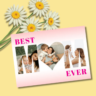 Best Mom Ever 3 Photo Stylish Happy Mother's Day  カード