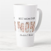 Best Mom Ever 3 Photos Cutout Letters カフェラテマグ (右アングル)