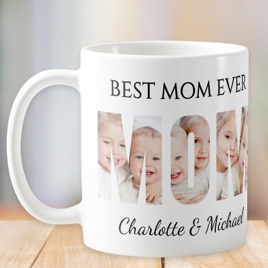 Best Mom Ever 3 Photos Cutout Letters  コーヒーマグカップ