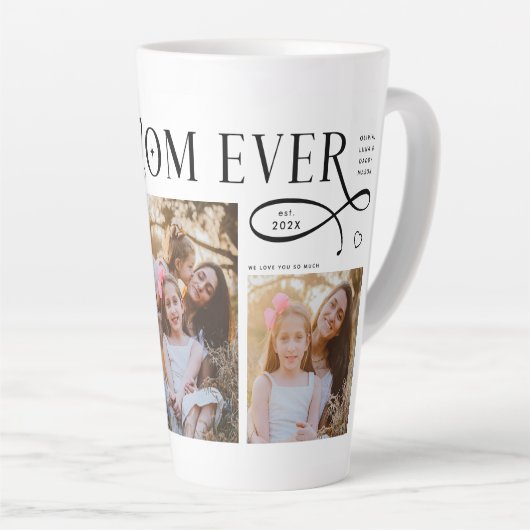 Best Mom Ever 3 Photos Heart Mothers Day Gifts カフェラテマグ (右アングル)