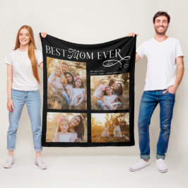 Best Mom Ever 4 Photos Heart Mothers Day Gifts フリースブランケット