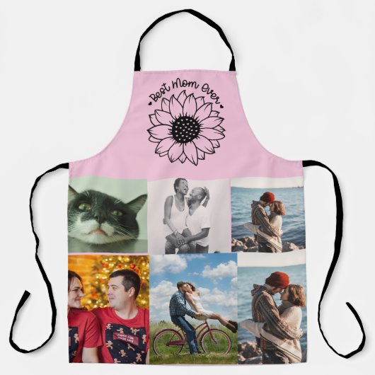 Best Mom Ever 6 Photo Custom Personalized Collage エプロン (正面)