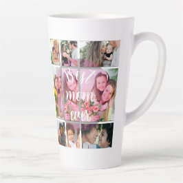 Best Mom Ever 9 Photo Collage Personalized Mothers カフェラテマグ