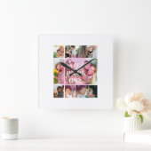 Best Mom Ever 9 Photo Collage Personalized Mothers スクエア壁時計 (ホーム)