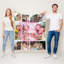 Best Mom Ever 9 Photo Collage Personalized Mothers フリースブランケット