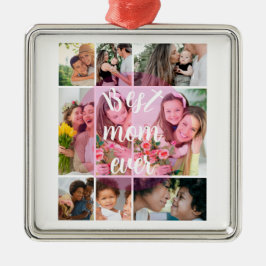 Best Mom Ever 9 Photo Collage Personalized Mothers メタルオーナメント