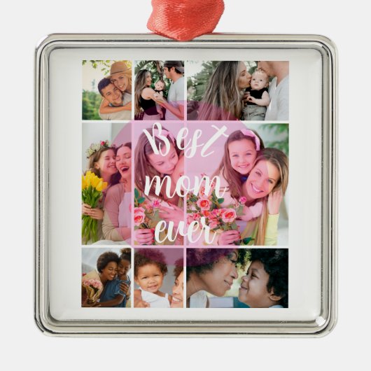 Best Mom Ever 9 Photo Collage Personalized Mothers メタルオーナメント (正面)