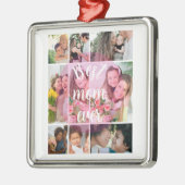 Best Mom Ever 9 Photo Collage Personalized Mothers メタルオーナメント (左)