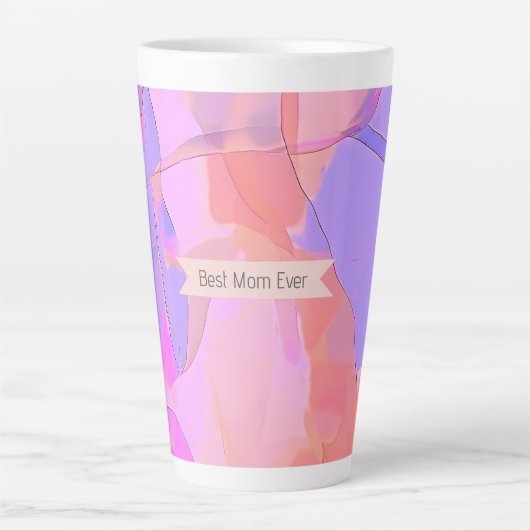 Best Mom Ever Abstract Pastel カフェラテマグ (正面)