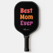 Best mom ever black and purple yellow personalized ピックルボールラケット (正面)