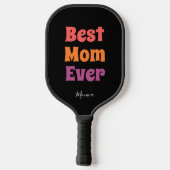 Best mom ever black and purple yellow personalized ピックルボールラケット (裏面)