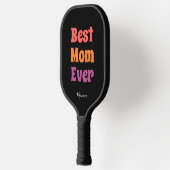 Best mom ever black and purple yellow personalized ピックルボールラケット (左)
