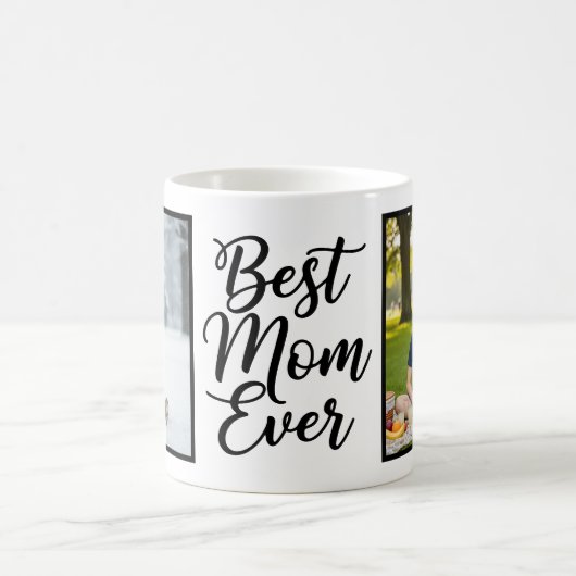 Best Mom Ever Black and White 2 Photo Keepsake コーヒーマグカップ (中央)