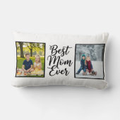 Best Mom Ever Black and White 2 Photo Keepsake ランバークッション (裏面)