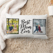 Best Mom Ever Black and White 2 Photo Keepsake ランバークッション (ブランケット)