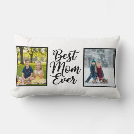 Best Mom Ever Black and White 2 Photo Keepsake ランバークッション