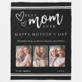 Best Mom Ever Black Modern Photo Collage  フリースブランケット (正面)